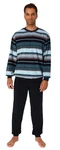 Normann Pyjama Herren Frottee Schlafanzug langarm mit Bündchen Mischfarben/Blau/Rot/Hellblau/Braun