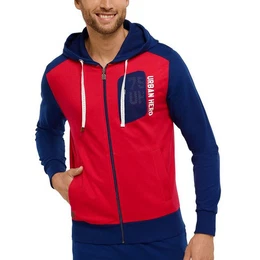 Hausanzug Mix & Relax (Packung, 1 tlg., Set) Herren Jacke Langarm Freizeitjacke Sweatjacke Kapuzenjacke rot-blau