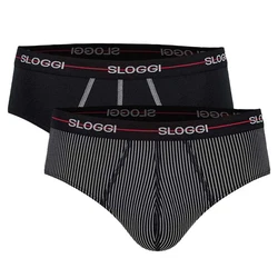 sloggi Slip Herren Slips Start midi C2P box (2er Pack) Schwarz/Beige/Braun