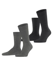 Esprit Socken Vertical Stripe 2-Pack Schwarz/Dunkelgrau/Grau