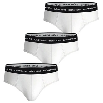 Björn Borg Slip Cotton Stretch Brief 3er Pack Herren Weiß/Creme/Grau