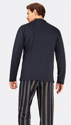 Hajo Schlafanzug Pyjama Klima Komfort Dunkelblau/Blau