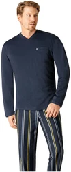 Hajo Schlafanzug Pyjama Klima Komfort Dunkelblau/Blau