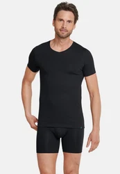 Schiesser Unterhemd 2er Pack Long Life Cotton Schwarz/Dunkelblau/Grau/Dunkelgrau