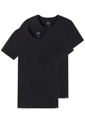 Schiesser Unterhemd 2er Pack Long Life Cotton Schwarz/Dunkelblau/Grau/Dunkelgrau