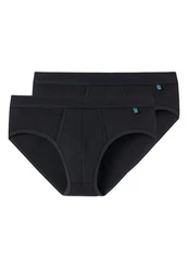 Schiesser Slip Long Life Cotton 2er Pack Dunkelblau/Schwarz/Blau/Hellblau