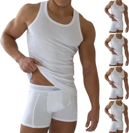 Unterhemd 5 Stck Herren-Unterhemd Feinripp Wei mit Feinrippung
