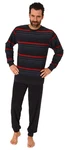 Normann Pyjama Herren Frottee Schlafanzug Grau/Rot
