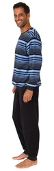 Normann Pyjama Herren Frottee Schlafanzug Blau/Hellblau/Schwarz/Braun