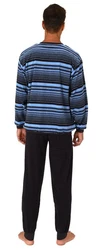 Normann Pyjama Herren Frottee Schlafanzug Blau/Hellblau/Schwarz/Braun