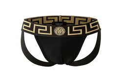 Versace Tanga Herren Jockstrap Lila/Schwarz/Gelb/Gold/Braun