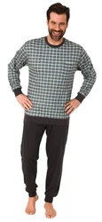 Normann Pyjama Herren Schlafanzug Dunkelgrün/Grün/Grau