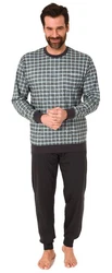 Normann Pyjama Herren Schlafanzug Dunkelgrün/Grün/Grau