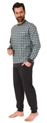 Normann Pyjama Herren Schlafanzug Dunkelgrün/Grün/Grau