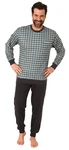 Normann Pyjama Herren Schlafanzug Dunkelgrün/Grün/Grau