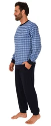 Normann Pyjama Herren Schlafanzug Blau/Hellblau/Grau