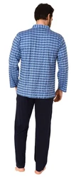Normann Herren Pyjama zum Durchknöpfen Karo Optik Dunkelblau/Blau/Lila/Hellblau