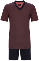 Ringella Pyjama Herren Schlafanzug (2 tlg) Bordeaux/Dunkelrot/Rot/Braun