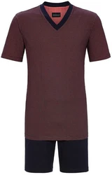 Ringella Pyjama Herren Schlafanzug (2 tlg) Bordeaux/Dunkelrot/Rot/Braun