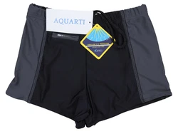 Aquarti Badehose mit Reißverschlusstasche Schwarz/Grau/Rot