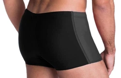 Aquarti Badehose mit Reißverschlusstasche Schwarz/Grau/Rot