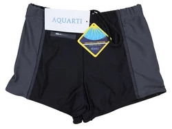 Aquarti Badehose mit Reißverschlusstasche Schwarz/Grau/Rot
