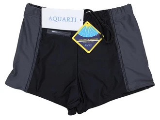 Aquarti Badehose mit Reißverschlusstasche Schwarz/Grau/Rot