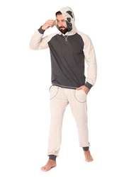 Ladeheid Herren Schlafanzug Tierkostüm mit Kapuze LA40-239 Beige/Hellgrau/Weiß/Grau/Khaki/Dunkelblau