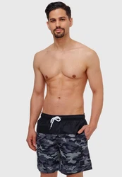 Indicode Badeshorts Pruitt Dunkelgrün/Dunkelblau/Grau