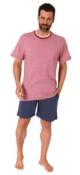 Normann Pyjama Herren kurzarm Schlafanzug Shorty Rosa