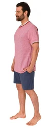 Normann Pyjama Herren kurzarm Schlafanzug Shorty Rosa
