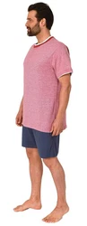 Normann Pyjama Herren kurzarm Schlafanzug Shorty Rosa