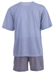 Lucky Schlafanzug Pyjama Set Shorty Knpfe Grau/Blau/Hellblau/Lila