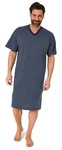 Normann Pyjama Kurzarm Nachthemd Herren Dunkelblau/Grau/Blau