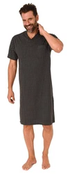 Normann Pyjama Herren Kurzarm Nachthemd Grün/Dunkelgrau/Grau/Dunkelblau