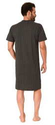 Normann Pyjama Herren Kurzarm Nachthemd Grün/Dunkelgrau/Grau/Dunkelblau