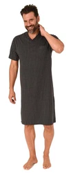Normann Pyjama Herren Kurzarm Nachthemd Grün/Dunkelgrau/Grau/Dunkelblau