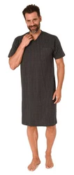Normann Pyjama Herren Kurzarm Nachthemd Grün/Dunkelgrau/Grau/Dunkelblau