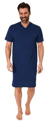 Normann Pyjama Herren Kurzarm Nachthemd Dunkelblau/Blau/Lila