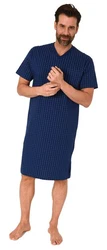 Normann Pyjama Herren Kurzarm Nachthemd Dunkelblau/Blau/Lila