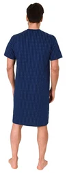 Normann Pyjama Herren Kurzarm Nachthemd Dunkelblau/Blau/Lila
