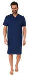 Normann Pyjama Herren Kurzarm Nachthemd Dunkelblau/Blau/Lila