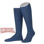 Lusana Trachtensocken Trachtenkniestrümpfe L340 Hellblau/Dunkelblau/Blau