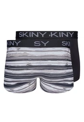 Skiny Retro Pants Doppelpack Herren Boxershorts Schwarz/Dunkelblau