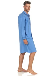 Normann Pyjama Klassisches Herren Nachthemd Blau/Hellblau