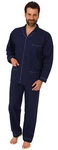 Normann Pyjama Klassischer Herren Pyjama Dunkelblau/Blau