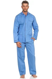 Pyjama Klassischer Herren Pyjama gewebt mit durchknpfbarem Oberteil