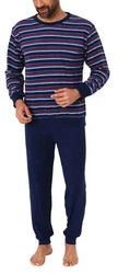 Normann Herren Pyjama in Streifenoptik Dunkelblau/Blau/Lila