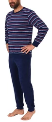 Normann Herren Pyjama in Streifenoptik Dunkelblau/Blau/Lila