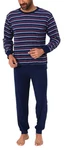 Normann Herren Pyjama in Streifenoptik Dunkelblau/Blau/Lila